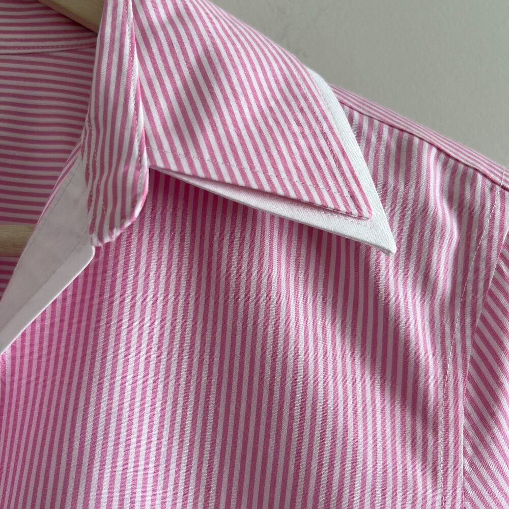 Brooks Brothers | Pink & White Striped Button-Down Shirt with Cuffs – Size 10 - Picture 4 of 7